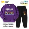 Ropa Roblox Sudadera para Niños Traje de Primavera y Otoño Niños Dibujos Animados Top Holgado Pantalón Deportivo Conjunto de Dos Piezas