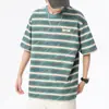 2024 Marca de Moda de Algodón Puro Verano Manga Corta para Hombre Tejido Rayado Pesado 260g Joker Mastic Estampado Tecnológico Camiseta Moda