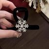 Horquilla de copo de nieve de terciopelo negro con pedrería para mujer, otoño e invierno, clip para flequillo lateral, frente, cabello suelto, clip BB, horquilla, adorno para la cabeza
