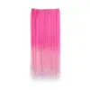 Extensiones de Cabello Recto con Degradado de Colores, Mechas, Cabello Largo y Liso, Extensiones de Cabello de Cinco Piezas con Clip, Extensiones de Cabello de Una Pieza sin Costuras