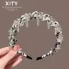 Nueva Banda para el Cabello de Malla con Cabeza de Calavera Presionando el Cabello Accesorios para el Cabello Antideslizantes Dongdaemun Lujo Ligero Peine de Dientes de Cristal Banda para el Cabello para Mujeres