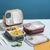 Marmita de trabalhador de escritório transfronteiriça marmita para aquecimento no micro-ondas compartimentos múltiplos selada grande capacidade marmita com potinho para molho
