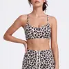Sujetador Deportivo Estampado de Leopardo para Mujer Espalda Bonita Cruzado Correas Finas Alta Elasticidad Ajustado Transpirable para Correr Fitness Yoga