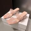 Sapatos Femininos de Verão de Alta Qualidade, Elegantes e Versáteis, para Praia, Uso Diário Casual, Sandálias Transparentes, Chinelos de Salto Alto