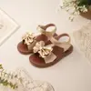 Sandálias de Princesa com Laço para Meninas Velcro Solado Macio Antiderrapante Versátil para Exterior Biqueira Aberta Sapatos de Praia Infantis