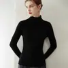 Suéter de Cachemira para Mujer % Cachemira Pura Estilo Nuevo Cuello de Pila Jersey Ajustado Canalé Ajustado Suéter de Punto Cálido