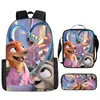 Mochila Escolar Transfronteriza Zootopia 2 para Niños, Bolso Cruzado de Dibujos Animados, Estuche Sencillo para Niños, Set de Tres Piezas, Venta al por Mayor a partir de una Pieza