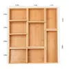 Tablero Separador Extraíble Caja de Almacenamiento de Bambú Organizador de Compartimentos de Cajón Simple Caja de Almacenamiento para Utensilios de Cocina Caja de Almacenamiento