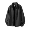 Chaqueta gruesa con textura y forro polar para hombre, adecuada para parejas jóvenes, chaqueta deportiva con cremallera y cuello alto engrosado para otoño e invierno