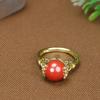 Transmisión en vivo con anillo de rosa con incrustaciones de oro púrpura de cinabrio de alto contenido, anillo de lujo ligero para mujer, anillo de piedra preciosa