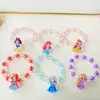 Pulseira de Desenho Animado Tema Frozen para Meninas Pequenas, Fofa e de Alta Elasticidade, Contas de Cristal Coloridas, Joia Infantil