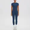 Nueva camiseta de manga corta ajustada de secado rápido con cuello redondo y pantalones deportivos de yoga de cintura alta para mujer, conjunto para correr y fitness al aire libre