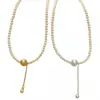 Pingente Esfera Fosca Retro de Luxo Leve Estilo Francês com Colar de Pérolas Pequenas, Moderno e Versátil com um Toque de Alto Padrão