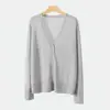 Cárdigan de Punto Fino de Tencel y Lino Estilo Minimalista para Mujer, Camisa de Verano de Manga Larga Suelta Versátil Protección Solar Aire Acondicionado