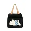 Bolsa de Lona com Urso Modelo Novo 2026 para Estudantes do Sexo Feminino, Bolsa Térmica Grande Capacidade para o Trabalho/Almoço, Bolsa Tote de Lona para Estudantes