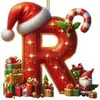 Novos Enfeites de Natal Pendentes Decorações Planas para Árvore de Natal Chapéu Vermelho Letra Inicial com Decoração de Letra Personalização Personalizada