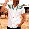 Nueva ropa cruzada para hombre, moda casual versátil europea y americana, camisa de manga larga para hombre de estilo étnico occidental con estampado 3D