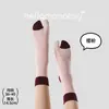 Calcetines de Punto Hechos a Mano Originales para Otoño e Invierno para Mujer, Calcetines Tabi de Algodón de Caña Media con Separación de Dedos y Bloques de Color, Estilo Ins Coreano