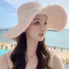 Sombrero de Paja con Lazo para Verano con Bordes Deshilachados, Protección Solar Casual, Sombrero de Sol Estilo Japonés para Mujer, Pequeño Sombrero de Sol de Moda para Exteriores que Muestra la Cara