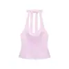 Ins transfronteiriço europeu e americano 2026 nova moda estiloso feminino atacado hot girl top com laço nas costas e gola halter