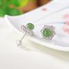 Yilu Silver S925 Prata Esterlina Azul Água Jade Hotan Jade Contas Redondas Ruyi Hollow Simples Moda Guofeng Brincos de Prata