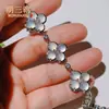 Pulsera de jadeíta natural de alta calidad, artículo A, verde Yang, trébol de cuatro hojas, jade helado, plata 925 chapada, incrustada, pulsera de dama, moda