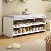 Banqueta de Entrada de Madera Maciza para Zapatos para el Hogar, Taburete para Cambiar Zapatos en la Entrada, Zapatero Sala de Estar Asiento Integrado Taburete Cojín de Asiento Suave Acolchado Zapatero