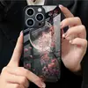 Aplicável ao Apple 18PRO Capa de Vidro Temperado 17PROMAX Rosa Flor de Cerejeira Capa Protetora iPhone16 Lua 17E