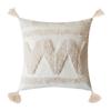 Funda de almohada decorativa de estilo étnico, color blanco cremoso, estilo bohemio marroquí, para sala de estar, sofá, ventanal, almohada de cintura