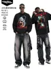 Camiseta de Manga Larga Pesada Estampada Lavada Copo de Nieve Retro Americano Transpirable Stewell Clown Top para Pareja