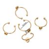 Base de anillo de acero inoxidable chapada en oro de 18 quilates con forma de estrella de cinco puntas y forma de gota de agua de amor, soporte para cuentas de perlas adhesivas, accesorios de joyería hechos a mano
