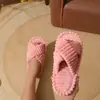 Pantuflas de Algodón Cruzadas Estilo Coreano Transfronterizas con Punta Abierta, Suela Gruesa, Adecuadas para Interiores y Exteriores, Antideslizantes, Cálidas, Pantuflas Casuales para Mujer, Modernas