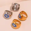 Anillo de Amor de Cara Ancha con Goteo de Aceite de Fundición Omega Heavy Industries Acero Inoxidable Electrochapado Oro Verdadero 18K Anillo de Moda