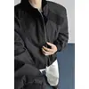 Jaqueta bomber masculina moderna, modelagem solta, estilo gola baseball retrô, peça de outer wear casual moda americana para outono e inverno