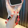 Cadena para Teléfono con Cuentas de Oso Llavero Colgante para Funda de Teléfono Doble Cadena Pulsera Hecha a Mano Colgante para Mujer Accesorio de Muñeca