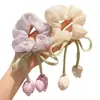 Goma para el pelo de flor de tulipán para niñas, Accesorio para el moño de la niña pequeña con lazo y cinta