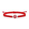 Pulsera de Plata 925 con Cristal de Fresa Natural Pulsera para Parejas Cuerda Roja Cuerda Tejida para Hombre y Mujer Joyería de Moda Versátil