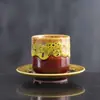 Juego de taza y platillo de cerámica vidriada para café transfronterizo, taza pequeña estilo americano vintage, taza de té hecha a mano creativa, juego para el té de la tarde