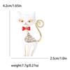 Broche de gato con lazo de dibujos animados con goteo de aceite de estilo coreano, aleación de diamantes de imitación, accesorios de ropa de moda que combinan con todo, alfiler para cuello
