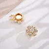 Accesorios decorativos DIY de punto floral para mujer con incrustaciones de diamantes, gemelos desmontables de aleación de zinc