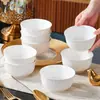 Juego completo de vajilla para el hogar, cuencos y platos de cerámica aptos para alimentos, cuencos de porcelana blanca, cuencos para arroz, envío transfronterizo, venta al por mayor, directo de fábrica
