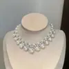 "Rio Estelar e Luz da Lua" Colar Vintage de Diamantes Cintilantes em Camadas Estilo Francês, Corrente de Clavícula Luxuosa Pesada Estilo Palácio para Banquete