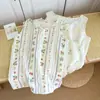 Top de pijama de gasa de algodón puro de doble capa fino para primavera y verano, pieza única para mujer, chaleco sin mangas dulce de dibujos animados, ropa de estar de algodón