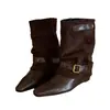 Botas de tornozelo elegantes e versáteis com bico fino e aumento interno, moda europeia e americana, botas curtas de outono para mulheres, novo design de fivela de cinto