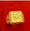 Anel Masculino Vietnamita Banhado a Ouro Artesanato Fino Espessado Ouro Sorte Anel Grande Joias E-Commerce Live Fornecimento Atacado