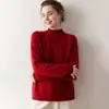 Nuevo Suéter de Cachemira de Color Sólido con Cuello Medio para Mujer Otoño/Invierno 2026, Suéter Base de Punto Grueso Holgado con Puntadas Externas