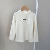 Moda Feminina Outono e Inverno 2023 Nova Camiseta Casual Infantil Camiseta Básica Cor Pura Estilo Coreano
