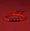 Joyería de Cinabrio Estilo Étnico para Pareja Regalo Pulsera de Cuerda Roja Tejida Hebilla de la Paz Mineral en Bruto Pulsera de Arena Dorada Púrpura Estilo Tendencia Nacional