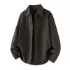 Camisa de trabajo retro estilo old money para hombre, chaqueta casual holgada, top versátil de color liso de alta calidad, camisa de manga larga
