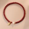 Pulsera de Arena Dorada Púrpura y Cinabrio, Diseño de Nicho Genuino, Pulsera de Perlas Naturales para Mujer, Regalo de Año Zodiacal, Pulsera de Cinabrio